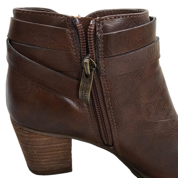 Michael by Michael Shannon Ankle Boots Womens Size 5.5 Brown Heeled Faux Leather - Picture 10 of 13